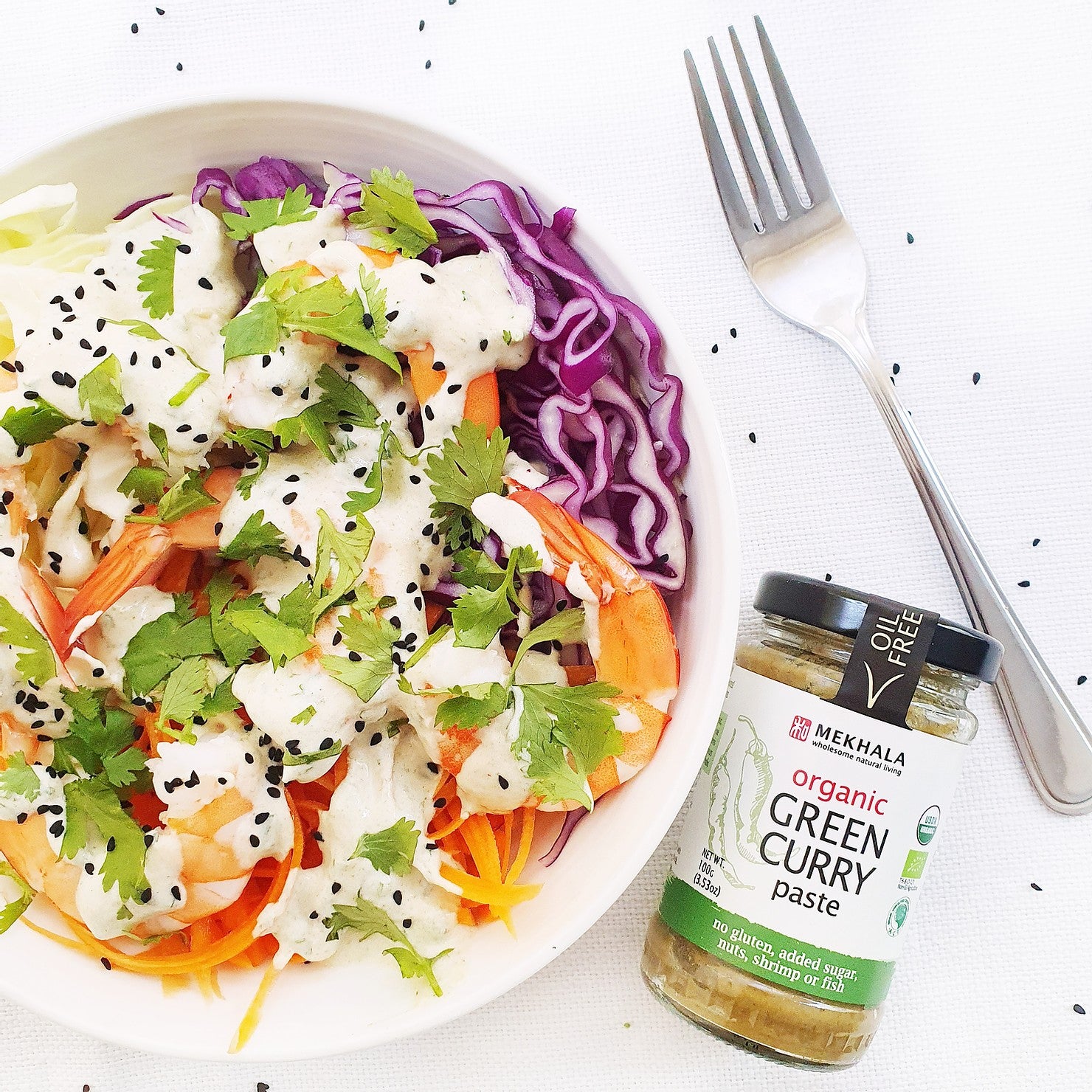 Shrimp Salad with Green Curry Yogurt Dressing | Slo-recipe | Slowood