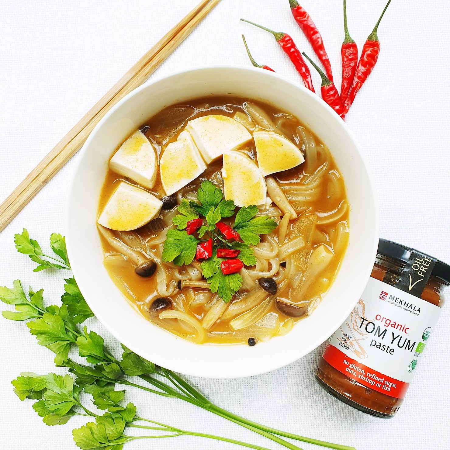 Simple Thai Tom Yum Rice Noodle Soup | Slo-recipe | Slowood