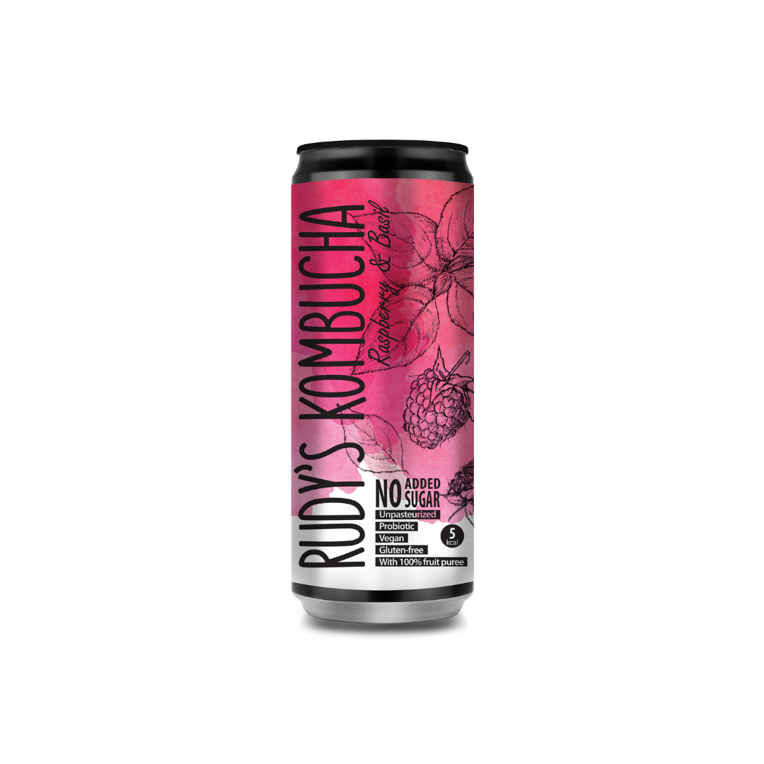 Rudy's Kombucha Raspberry & Basil - Slowood
