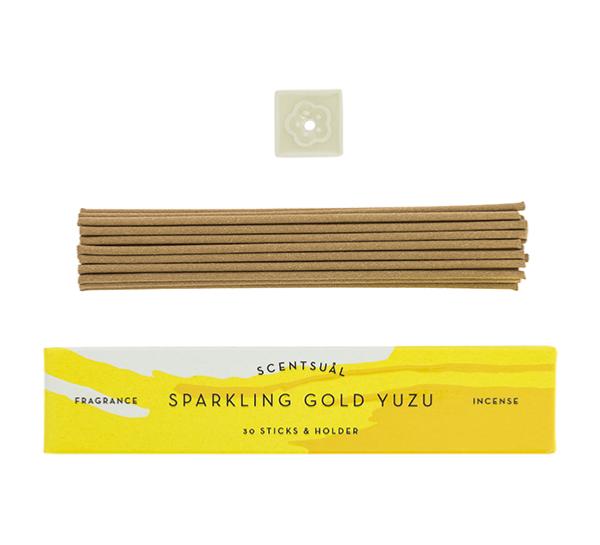 Sparkling Gold Yuzu (30 sticks & Holder) - Slowood