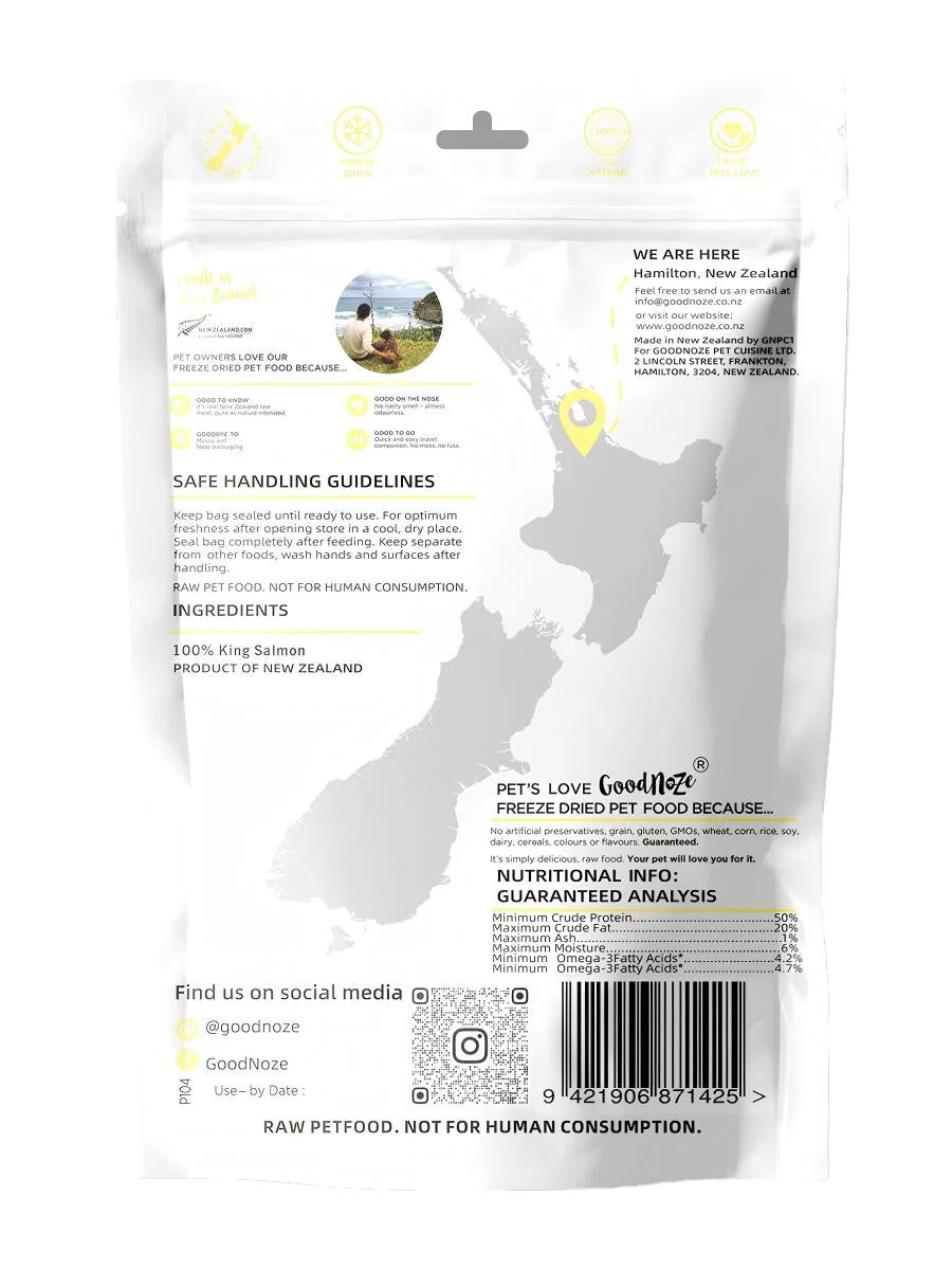 Freeze Dried Treats For Dogs -  NZ King Salmon Chunks 60g - Slowood