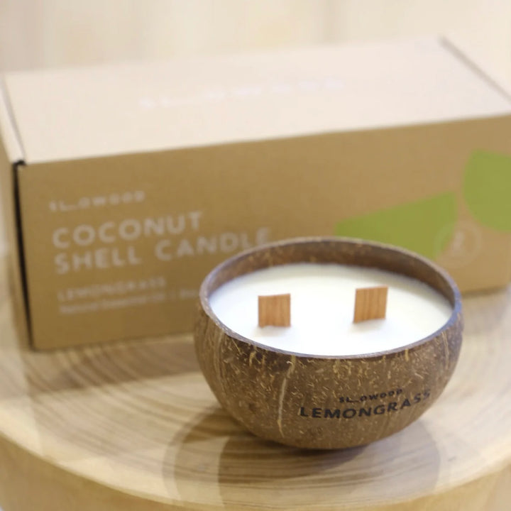 天然精油椰殼蠟燭 300克 - 檸檬草