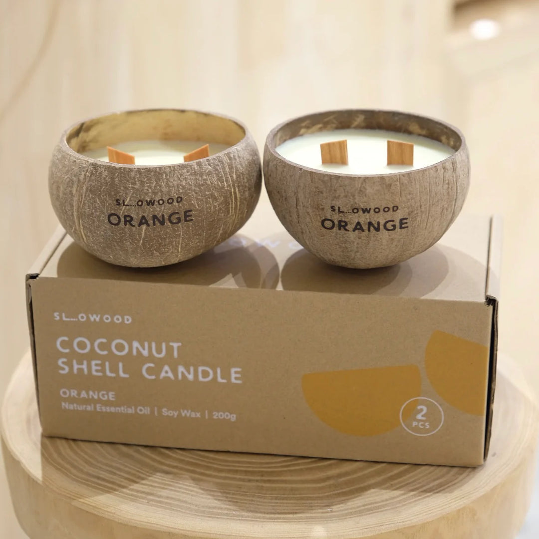 天然精油椰殼蠟燭 300克 - 香橙