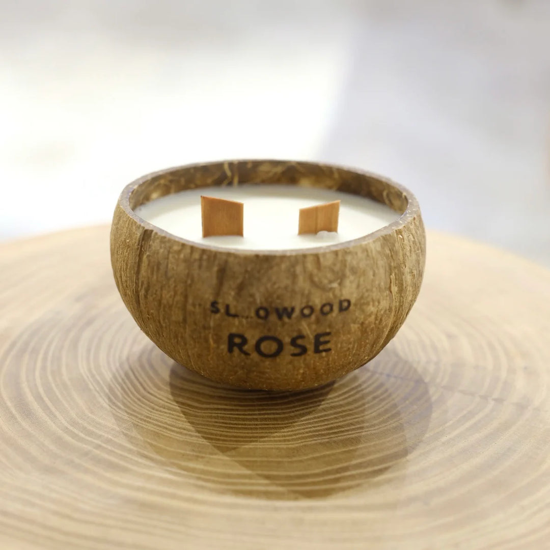 天然精油椰殼蠟燭 300克 - 玫瑰