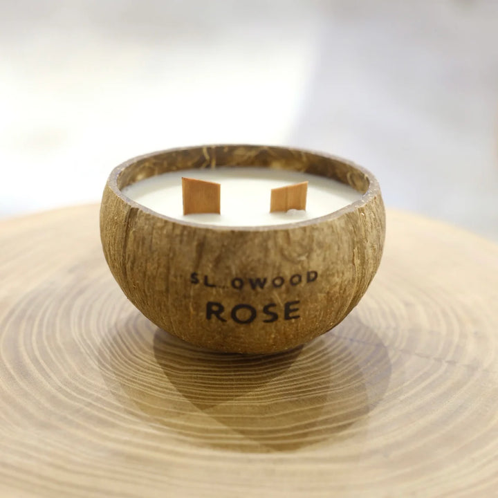 天然精油椰殼蠟燭 300克 - 玫瑰