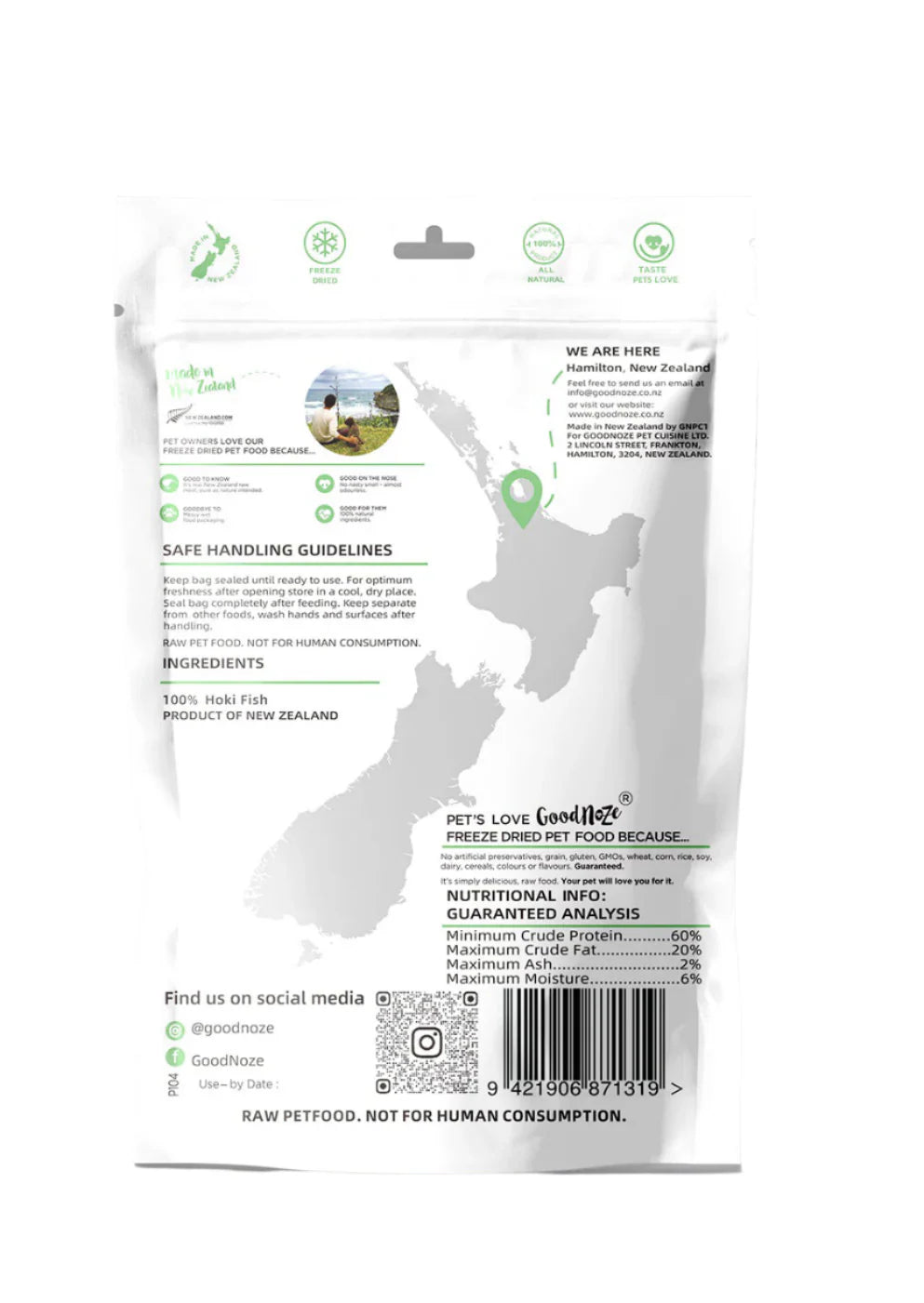 Freeze Dried Treats For Cats - Hoki Fish Chunks 65g - Slowood