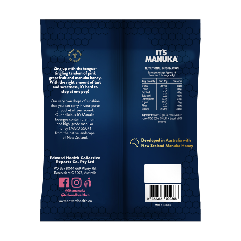 MGO550+ Manuka Lozenges - Pink Grapefruit - Slowood