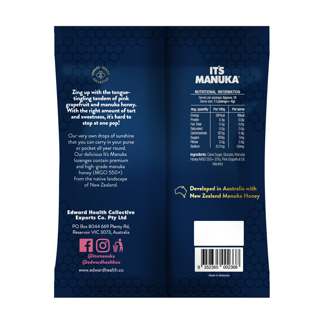 MGO550+ Manuka Lozenges - Pink Grapefruit - Slowood
