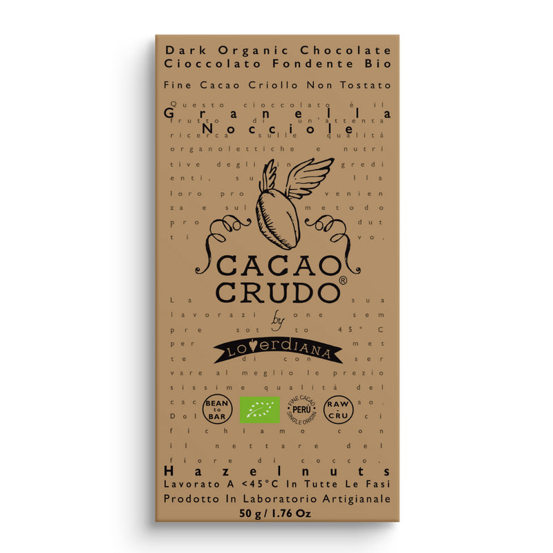Organic Dark Chopped Hazelnuts Chocolate Bar 50g - Slowood