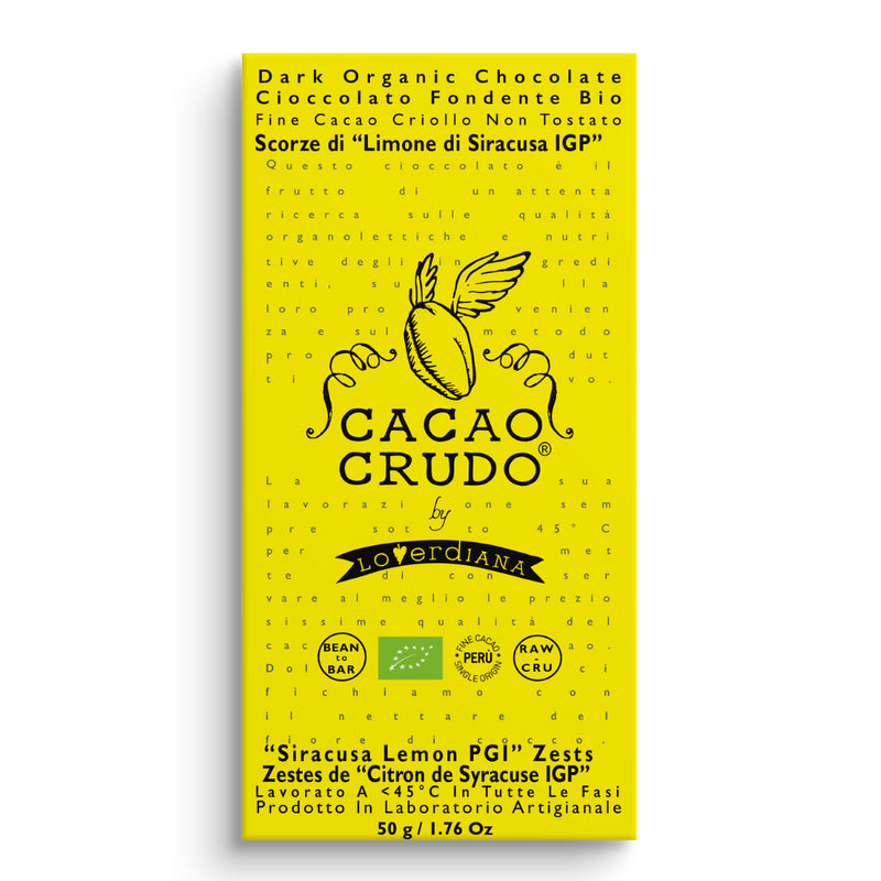 Organic Dark Lemon Zests Chocolate Bar 50g - Slowood