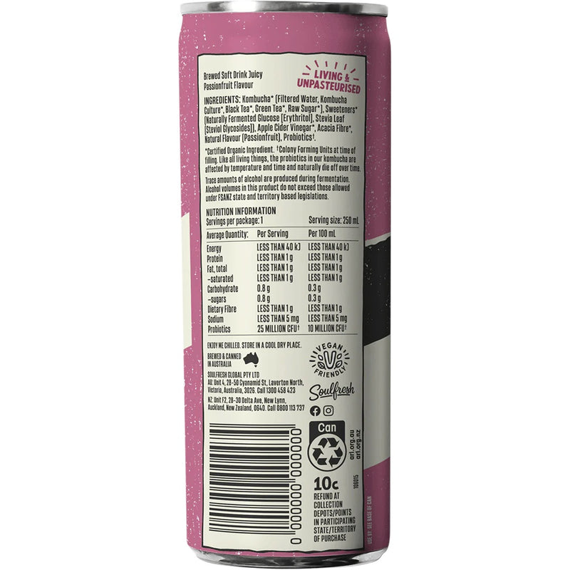Kombucha Cans - Passionfruit 250ml
