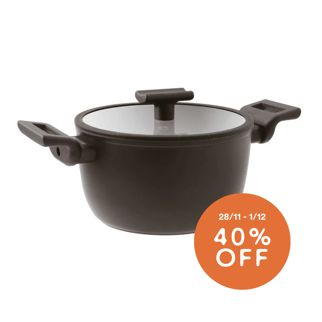 Saucepot 2 Handles Cm 24 W/Lid Titan Pro Double Induction Aluminum