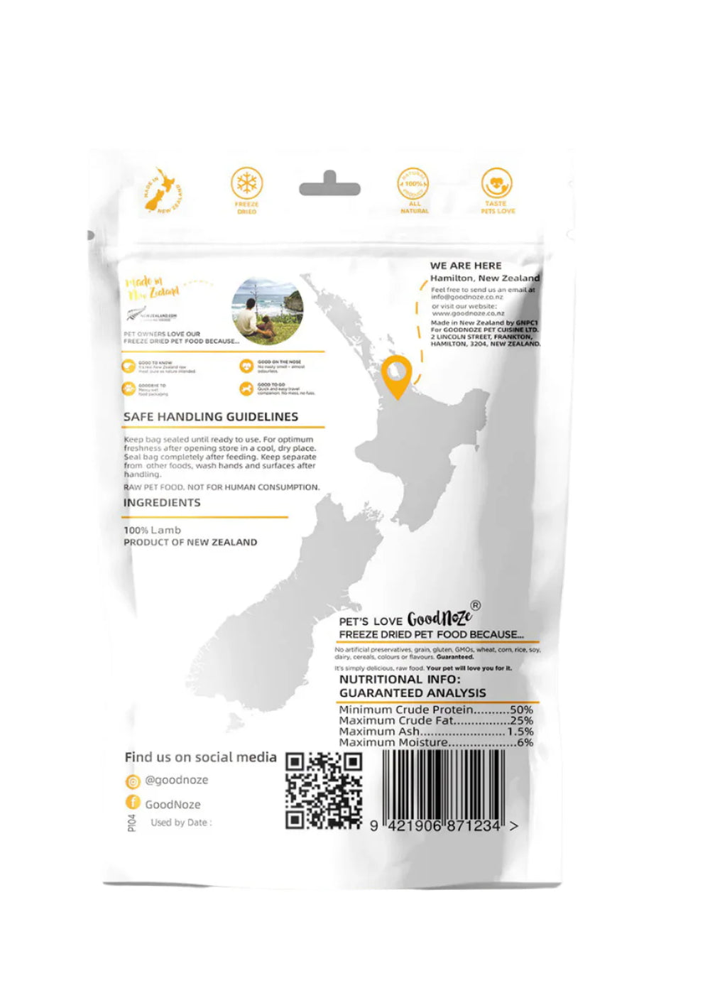 Freeze Dried Treats For Dogs -  NZ mutton chunks 60g - Slowood