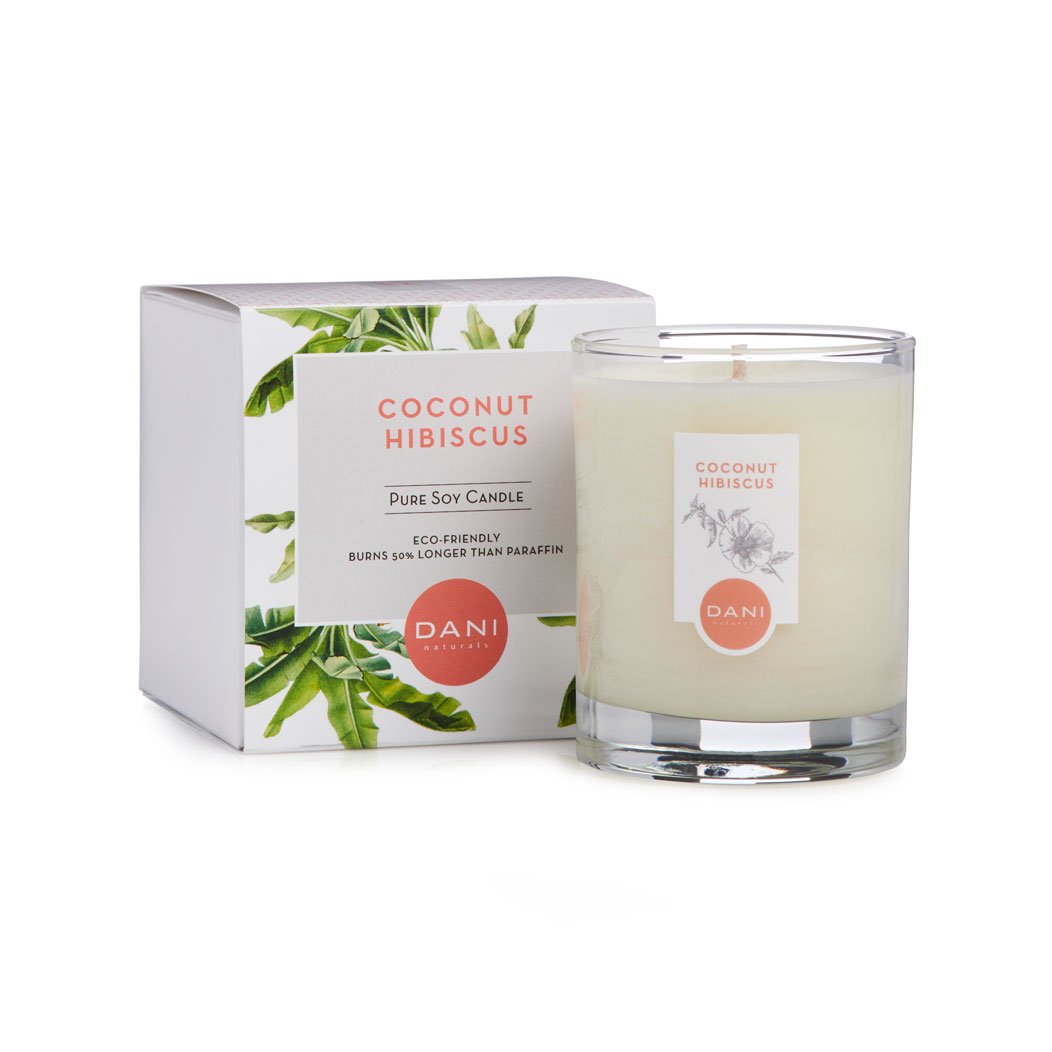 Coconut Hibiscus Glass Candle - Slowood