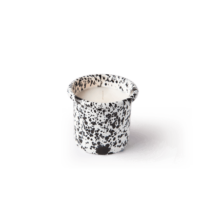 Wood Sage Candle in Black Splatter on White Enamelware Container - Slowood