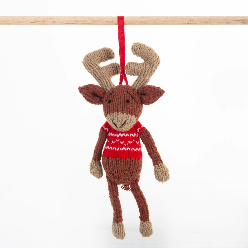 Fairtrade Christmas Decoration - Red Reindeer - Slowood