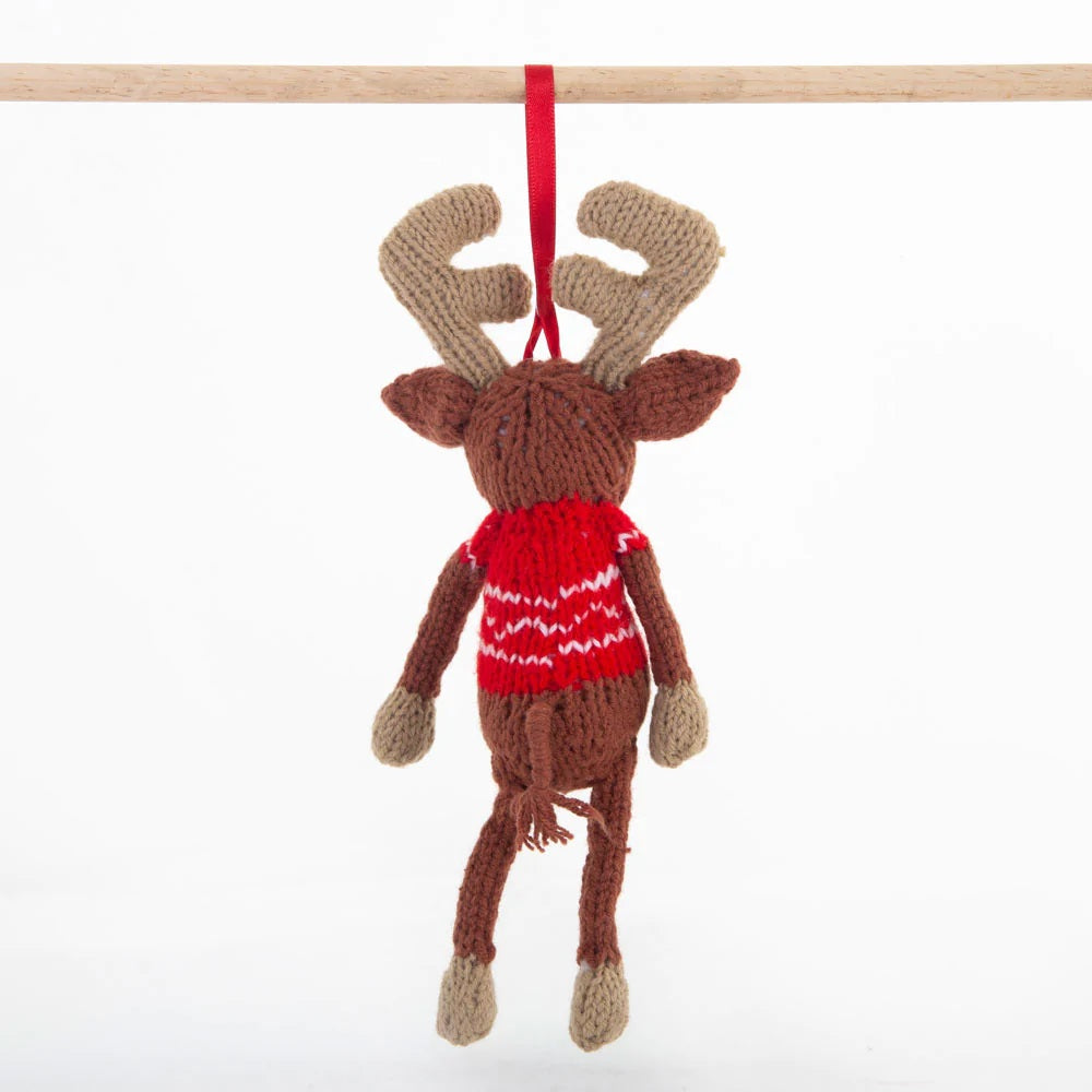 Fairtrade Christmas Decoration - Red Reindeer - Slowood