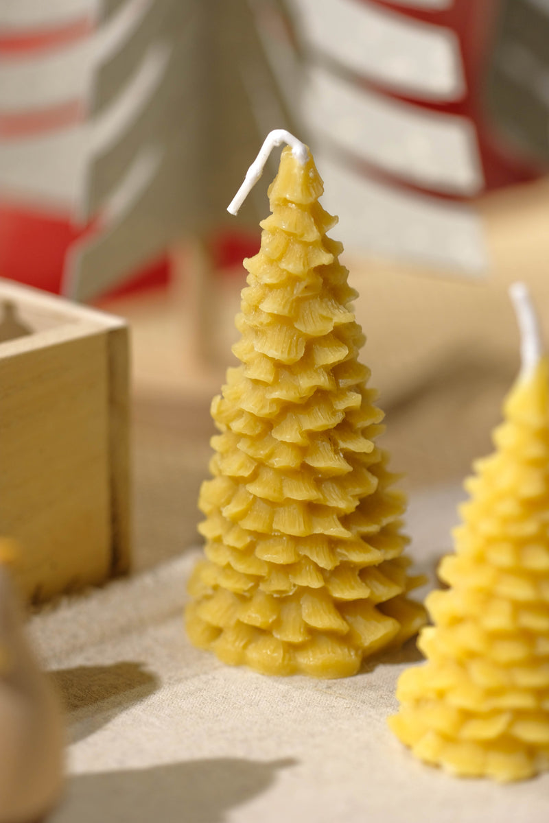 Beeswax Candle - Christmas Tree 9cm - Slowood