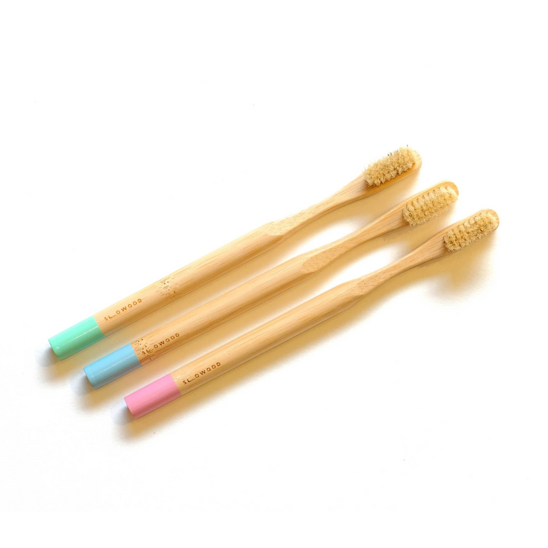 Natural Bristle Bamboo Toothbrush - Adult (3Pcs) - Slowood