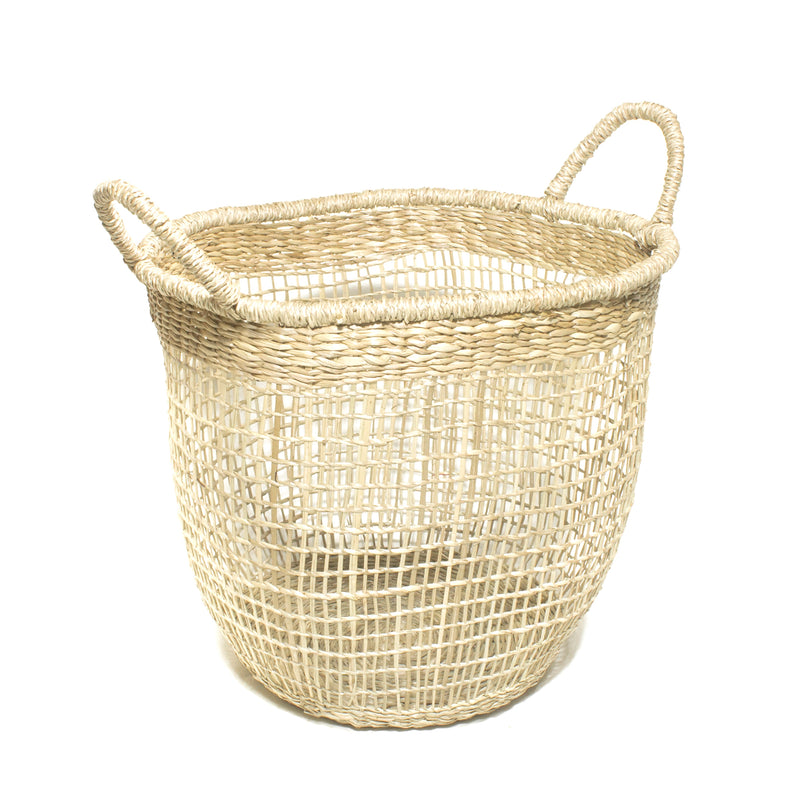Split Seagrass Round Basket with Ear Handles Size L