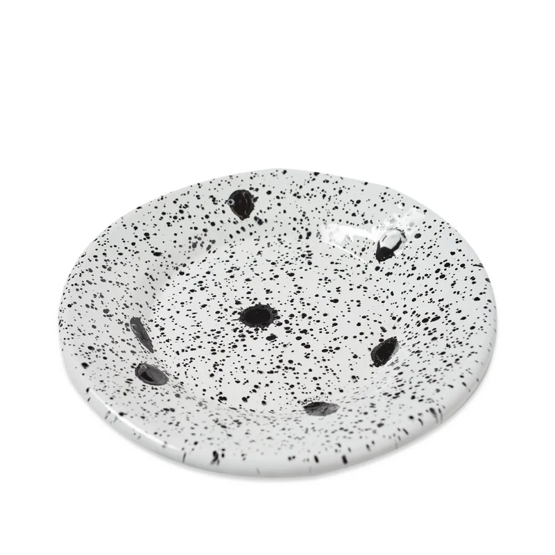 Mediterranean Small Flat Plate 21cm Black Splatter on White