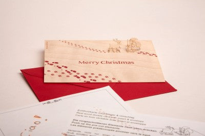 Birch Spear Wood Pop up card - Santa Claus - Slowood