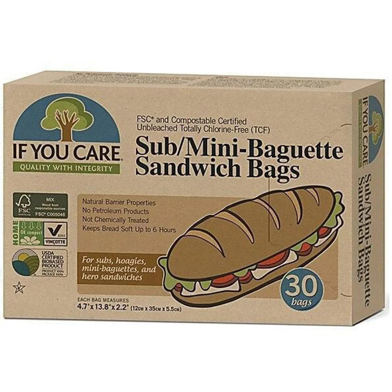 Sub/Mini Baguette Sandwich Bags - FSC & Compostable Certified Unbleached - Slowood