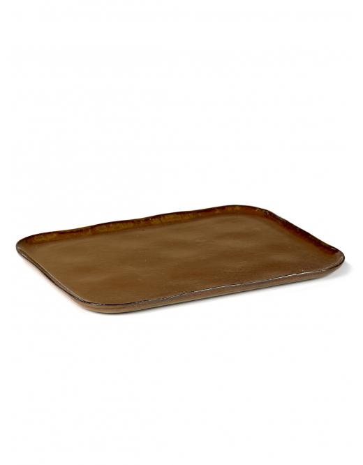 PLATE RECTANGULAR MERCI N1 XL 32x23 H1,4 OCRE/BROWN
