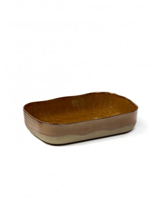 EXTRA DEEP PLATE MERCI N5  L 23x15 H5 OCRE/BROWN