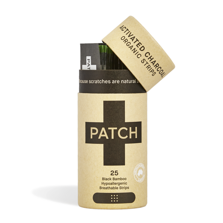 Organic Bamboo Adhesive Strips Activated Charcoal - Tube Of 25 - Slowood