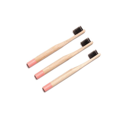 ECO BAMBOO Tooth Brushes - Child Pink (3pcs) - Slowood