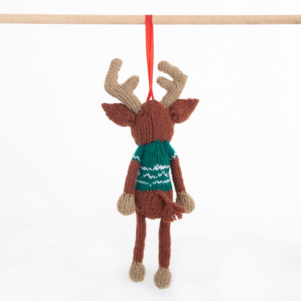 Fairtrade Christmas Decoration - Green Reindeer - Slowood