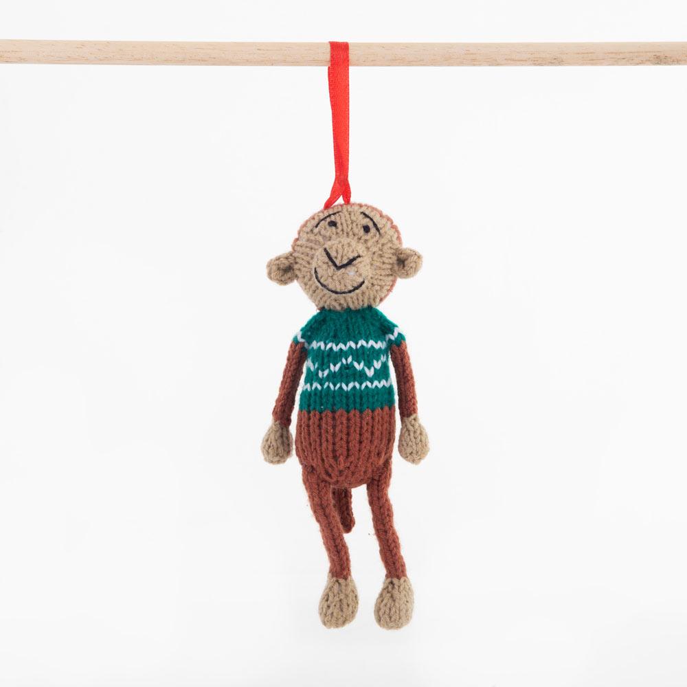 Fairtrade Christmas Decoration - Green Monkey - Slowood