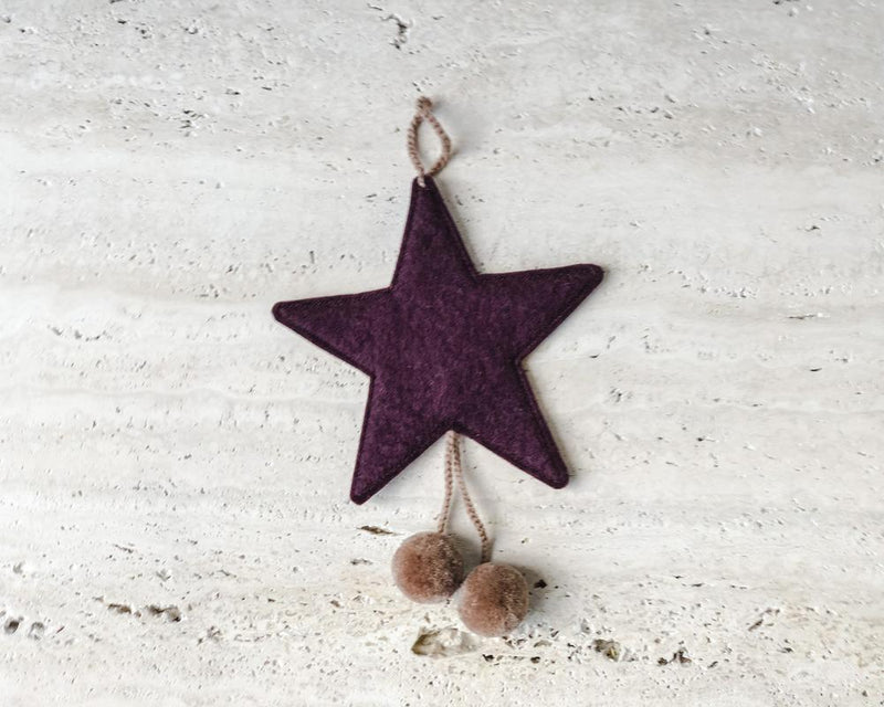 Mini stars with pompoms - aubergine - quartz pink - Slowood