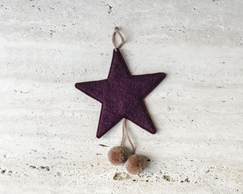 Pompoms star - aubergine - quartz pink