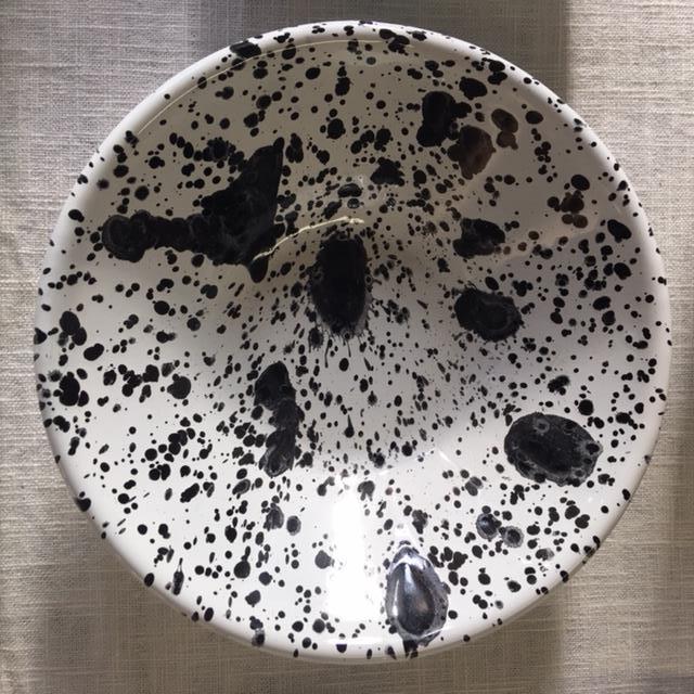 Mediterranean Bowl 17cm Black Splatter on White - Slowood