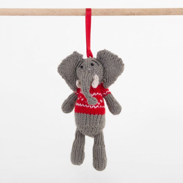 Fairtrade Christmas Decoration - Red Elephant - Slowood