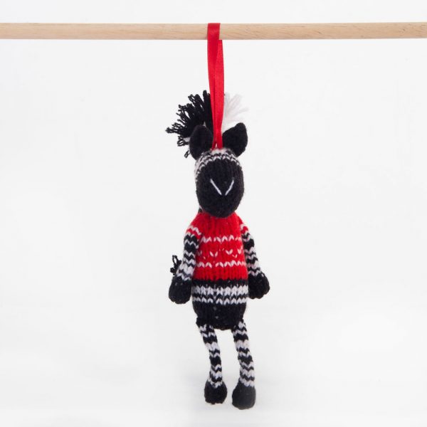 Fairtrade Christmas Decoration - Red Zebra - Slowood