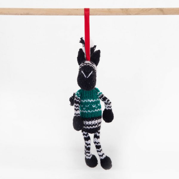 Fairtrade Christmas Decoration - Green Zebra - Slowood