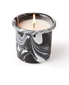 Oud Wood Candle in Black Marble Enamelware Container - Slowood